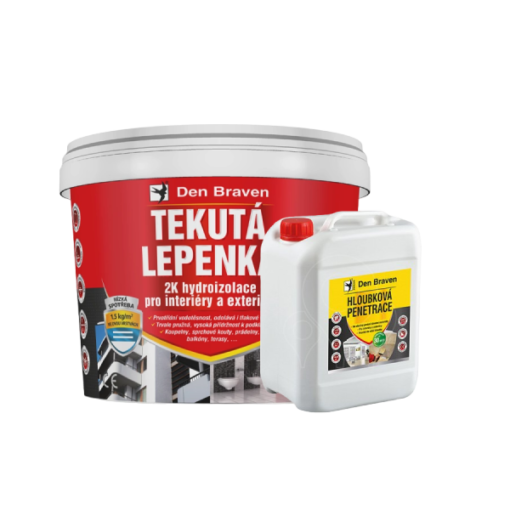 Den Braven Tekutá lepenka 21kg + Den Braven Hloubková penetrace 5L