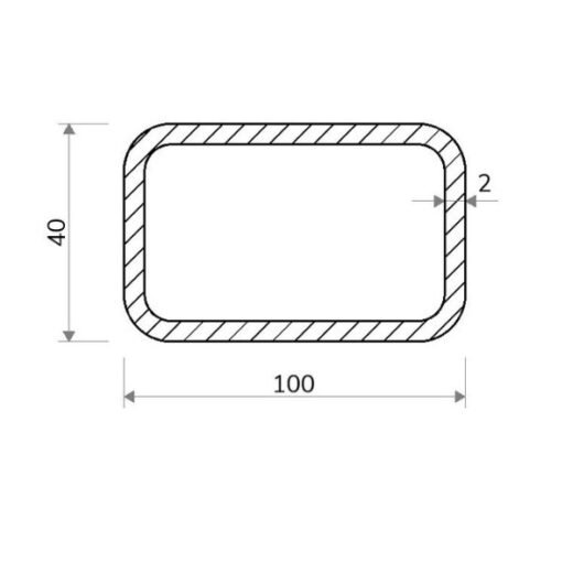 Jekl obdélníkový 100 × 40 × 2 mm – 6 m