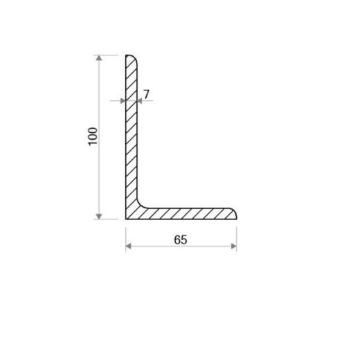 Válcovaný Profil L 100 × 65 × 7 mm – 6 m