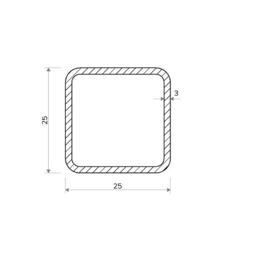 Jekl čtvercový 25 × 25 × 3 mm – 6 m