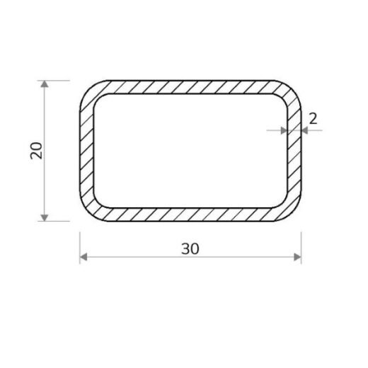 Jekl obdélníkový 30 × 20 × 2 mm – 6 m