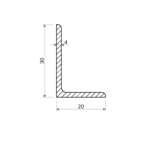Válcovaný Profil L 30 × 20 × 4 mm – 6 m