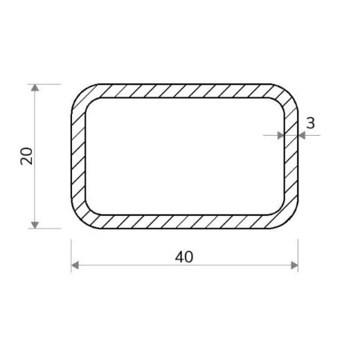 Jekl obdélníkový 40 × 20 × 3 mm – 6 m