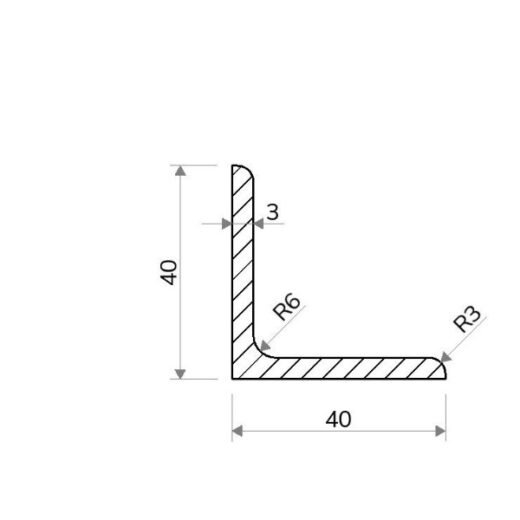 Válcovaný Profil L 40 × 40 × 3 mm – 6 m
