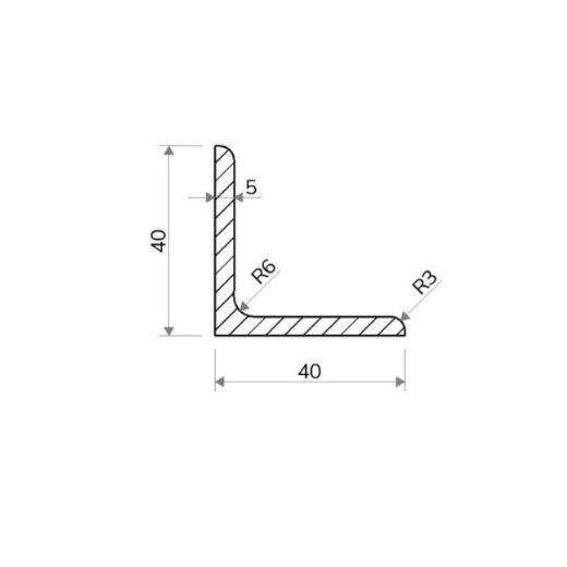 Válcovaný Profil L 40 × 40 × 5 mm – 6 m