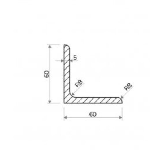 Válcovaný Profil L 60 × 60 × 5 mm – 6 m