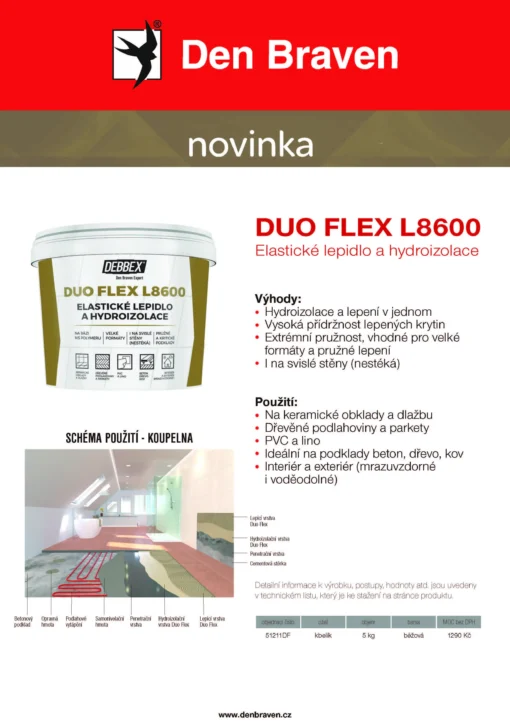 Elastické lepidlo a hydroizolace DUO FLEX L8600 - 5kg - Image 3