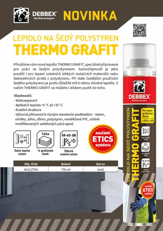 Lepidlo na šedý polystyren THERMO GRAFIT  – 750ml pistolová - Image 2
