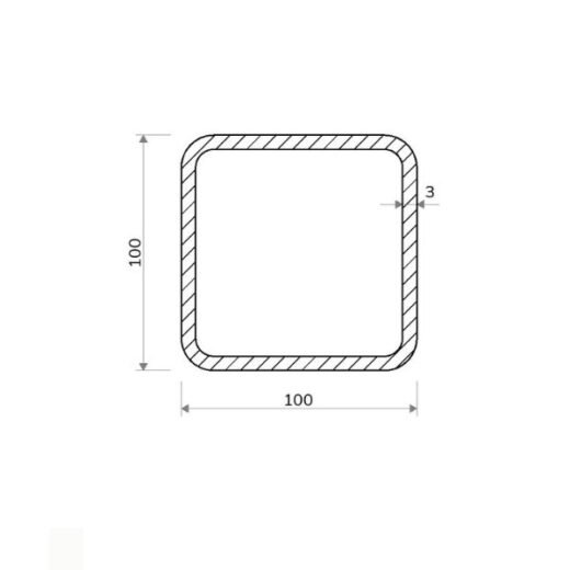 Pozinkovaný jekl čtvercový 100 × 100 × 3 mm – 6 m