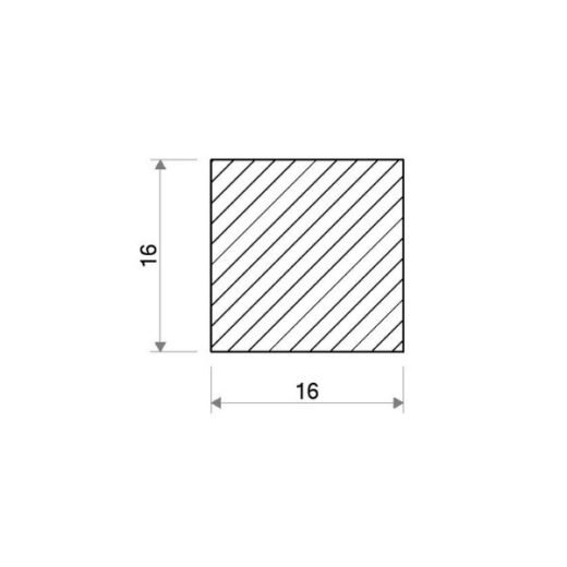 Čtvercová ocel plná 16 × 16 mm – 6 m