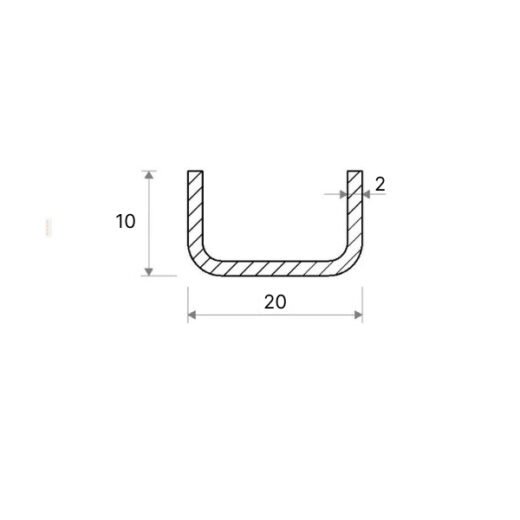 Jekl U otevřený 20 × 10 × 2 mm – 6 m