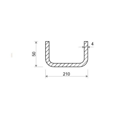 Jekl U otevřený 210 × 50 × 4 mm – 6 m