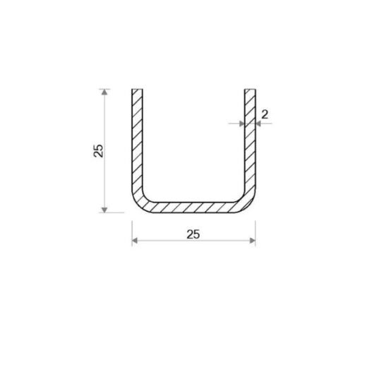 Jekl U otevřený 25 × 25 × 2 mm – 6 m