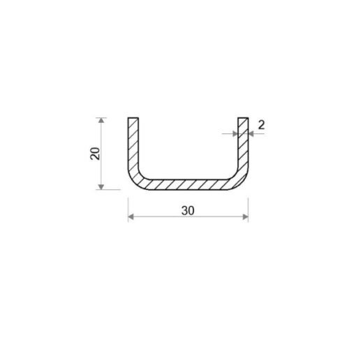 Jekl U otevřený 30 × 20 × 2 mm – 6 m