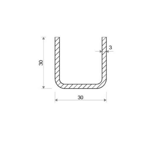 Jekl U otevřený 30 × 30 × 3 mm – 6 m