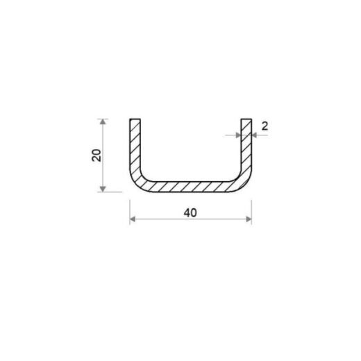 Jekl U otevřený 40 × 20 × 2 mm – 6 m