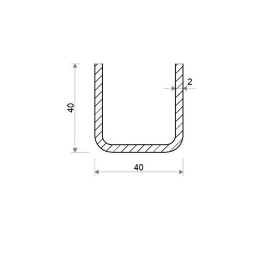 Jekl U otevřený 40 × 40 × 2 mm – 6 m