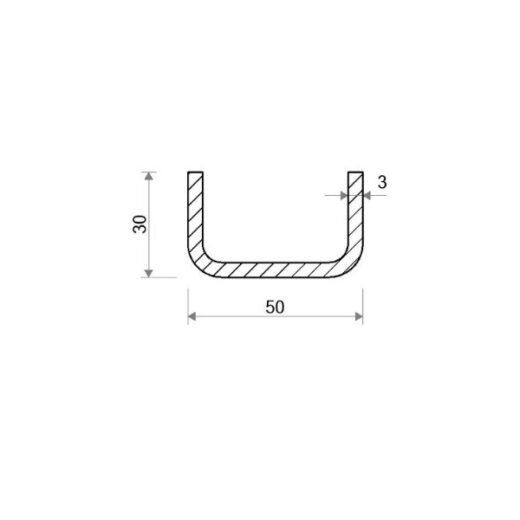 Jekl U otevřený 50 × 30 × 3 mm – 6 m