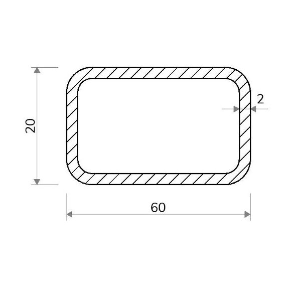 Jekl obdélníkový 60 × 20 × 2 mm – 6 m