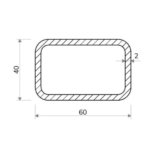 Pozinkovaný jekl obdelníkový 60 × 40 × 2 mm – 6 m