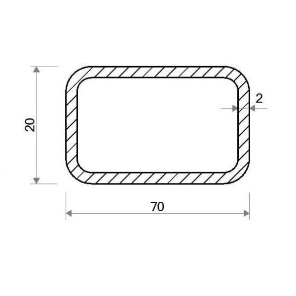 Jekl obdélníkový 70 × 20 × 2 mm – 6 m