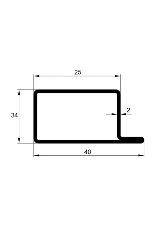 Jekl L malý praporkový 40 x 34 x 25 x 2 mm – 6 m