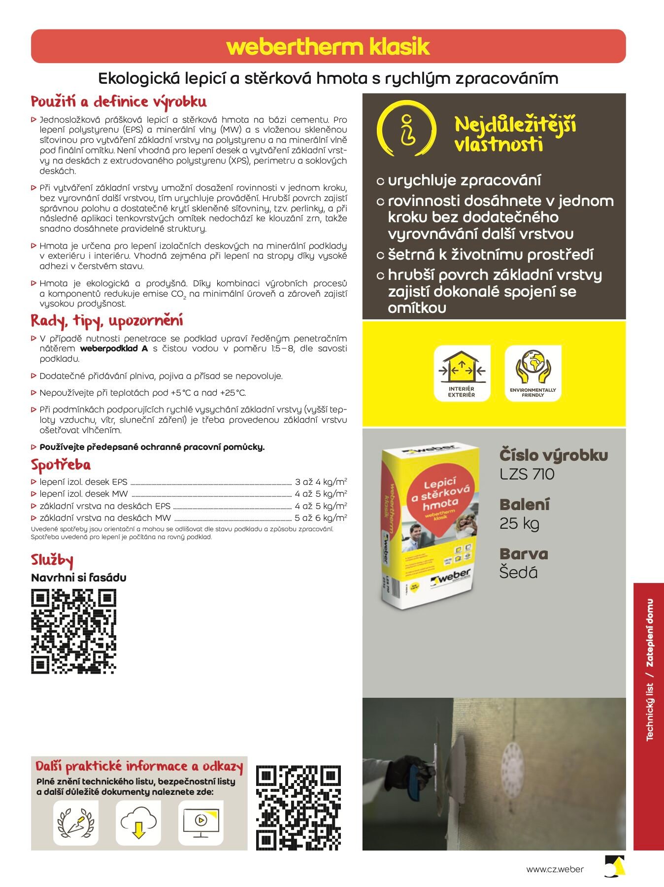 Lepící a štěrkovací lepidlo webertherm klasik - 25 kg