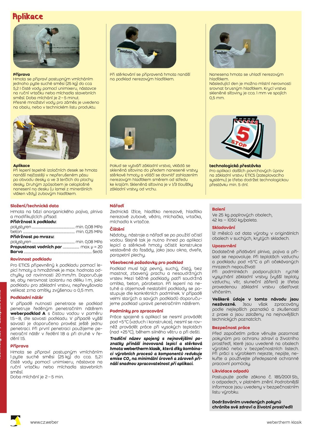 Lepící a štěrkovací lepidlo webertherm klasik - 25 kg